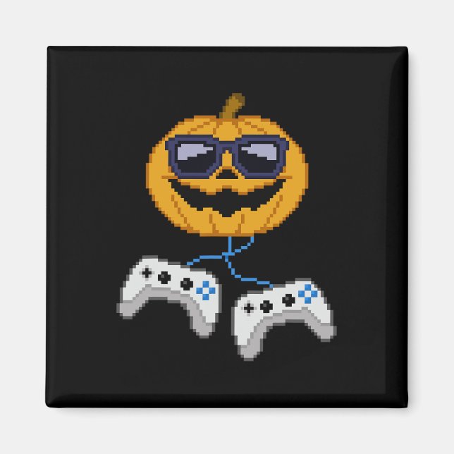 Halloween Jack O Lantern Pixelated Gaming Gamer Bo Magnet (Front)