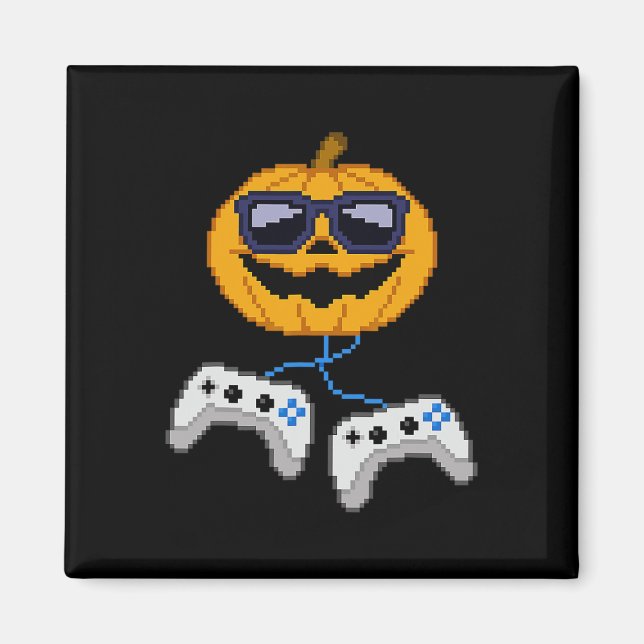 Halloween Jack O Lantern Pixelated Gaming Gamer Bo Magnet (Front)