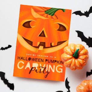 Halloween Jack-O-Lantern Pumpkin Carving Party Invitation