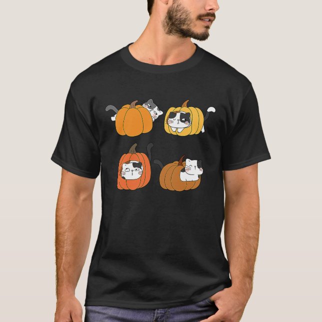 Halloween Jack O Lantern Pumpkin Cat Full Moon T-Shirt (Front)