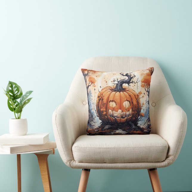 Halloween Jack O' Lantern Pumpkin Cushion (Chair)