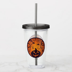 Halloween Jack o lantern pumpkin face and spider Acrylic Tumbler