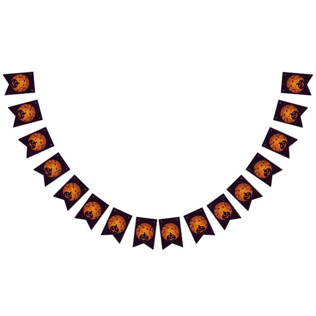 Halloween Jack o lantern pumpkin face and spider Bunting (All)