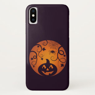 Halloween Jack o lantern pumpkin face and spider iPhone X Case