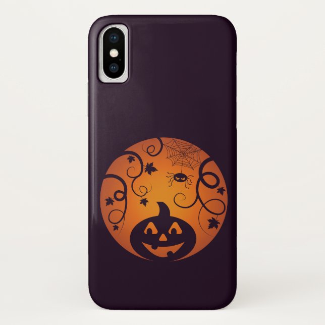 Halloween Jack o lantern pumpkin face and spider Case-Mate iPhone Case (Back)