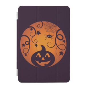 Halloween Jack o lantern pumpkin face and spider iPad Mini Cover