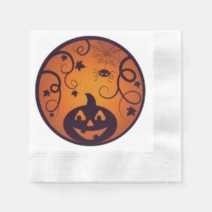 Halloween Jack o lantern pumpkin face and spider Napkin