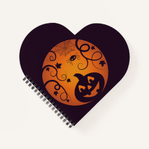 Halloween Jack o lantern pumpkin face and spider Notebook
