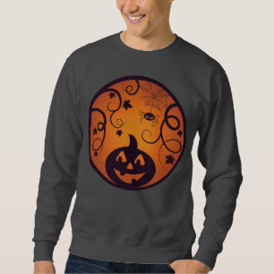 Halloween Jack o lantern pumpkin face and spider Sweatshirt