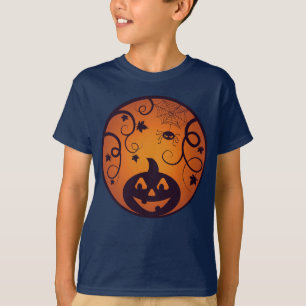 Halloween Jack o lantern pumpkin face and spider T-Shirt