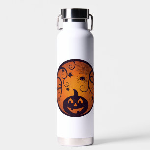 Halloween Jack o lantern pumpkin face and spider Water Bottle