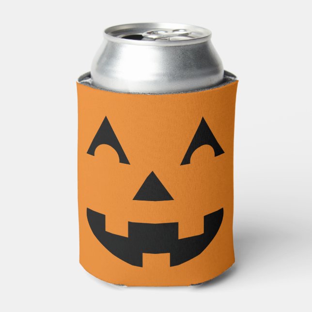 Halloween Jack O Lantern Pumpkin Face Can Cooler (Can Front)