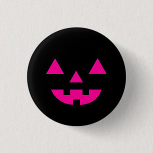 Halloween Jack O Lantern Pumpkin Face Pink 3 Cm Round Badge