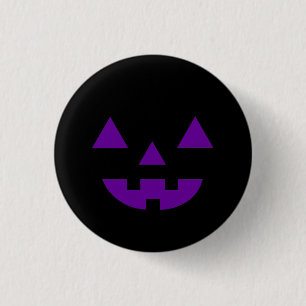 Halloween Jack O Lantern Pumpkin Face Purple 3 Cm Round Badge