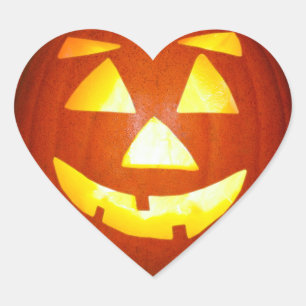 Halloween Jack o Lantern Pumpkin Heart Sticker