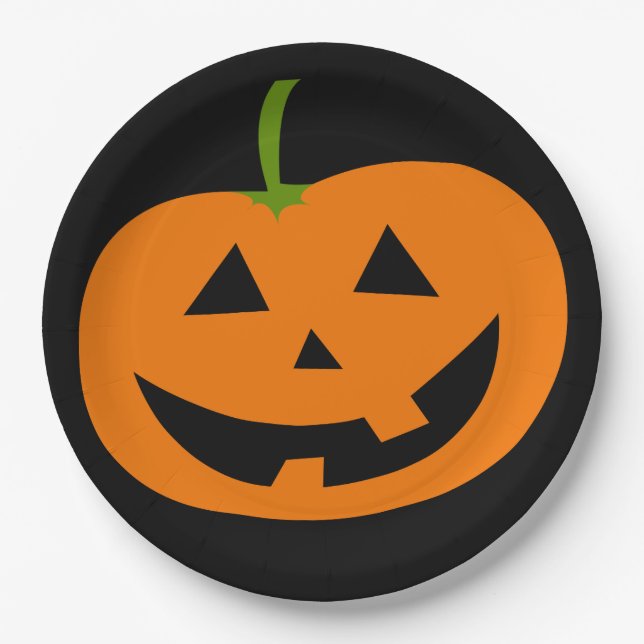 HALLOWEEN JACK-O-LANTERN PUMPKIN PAPER PLATES (Front)