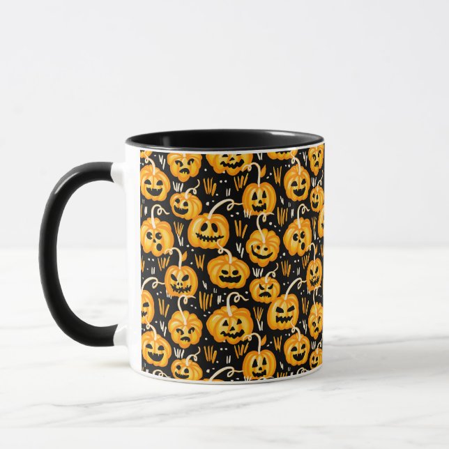 Halloween Jack O Lantern Pumpkin Patch Mug (Left)