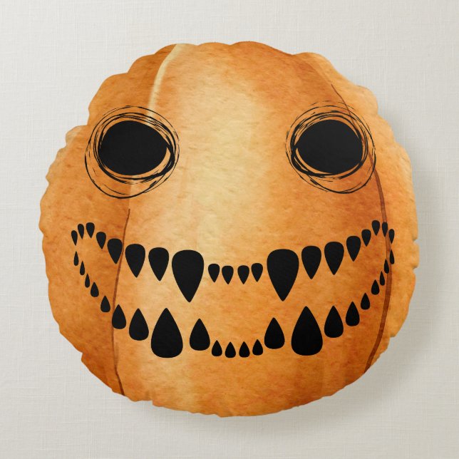 Halloween Jack-O-Lantern Pumpkin Round Cushion (Front)