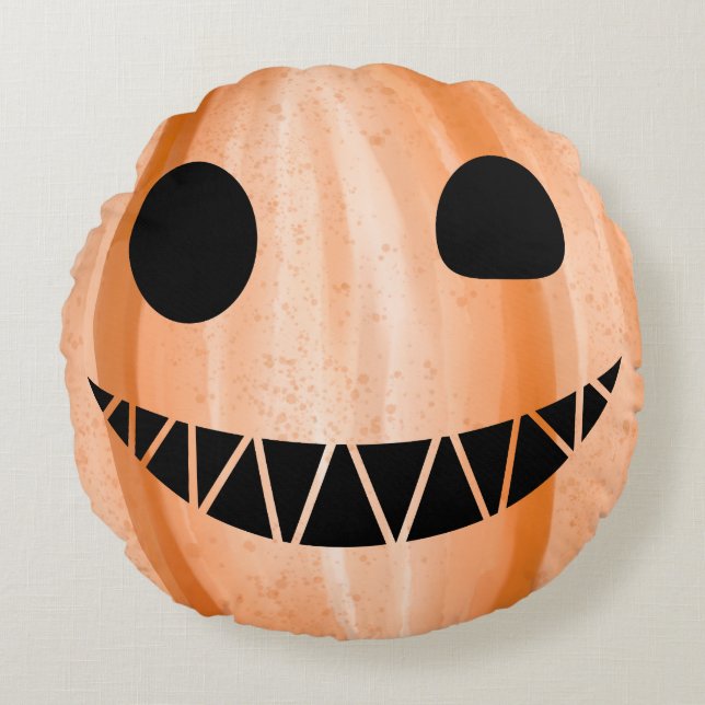 Halloween Jack-O-Lantern Pumpkin Round Cushion (Front)