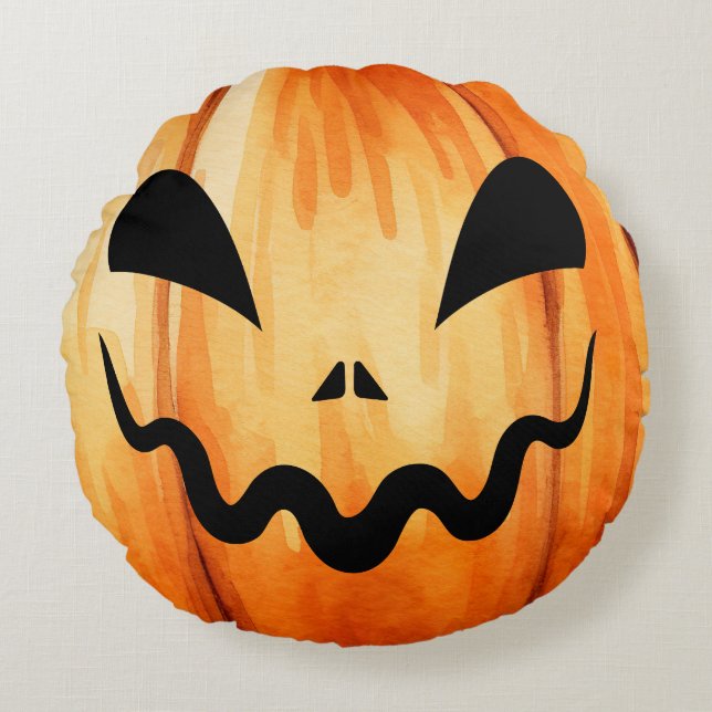Halloween Jack-O-Lantern Pumpkin Round Cushion (Front)