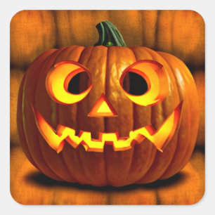 Halloween Jack-o-Lantern Pumpkin Square Sticker