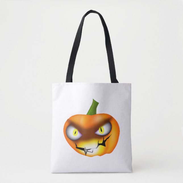 Halloween Jack O Lantern Pumpkin With Fiery Eyes Tote Bag (Front)