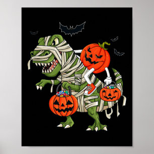 Halloween Jack O Lantern Riding T Rex Boys Girls K Poster