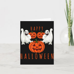 Halloween jack o lantern scary ghosts pumpkin face card
