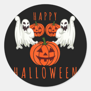 Halloween jack o lantern scary ghosts pumpkin face classic round sticker