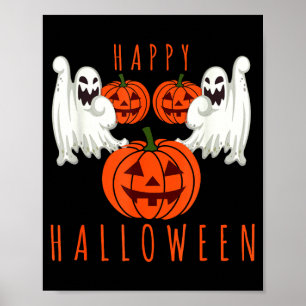 Halloween jack o lantern scary ghosts pumpkin face poster