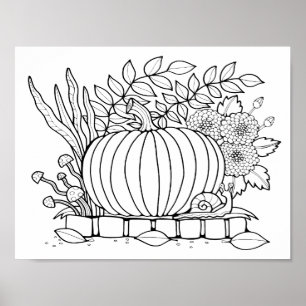 Halloween Jack O’Lantern Scene Coloring Page Art Poster