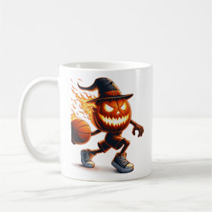 Halloween Jack-o'-Lantern Slam Dunk: Spooky Basket Coffee Mug