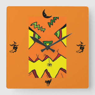 Halloween Jack-O-Lantern & Spider Clock