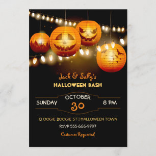 Halloween Jack O Lantern String Lights Invitation