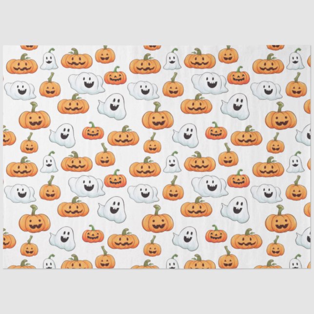 Halloween Jack O Lantern With Boo Pattern  Tissue Paper (Front)