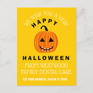 Halloween Jack O Lantern with Braces - Yellow Postcard