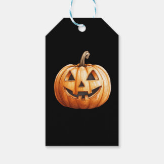 Halloween jack-o'-lantern with classic carved face gift tags