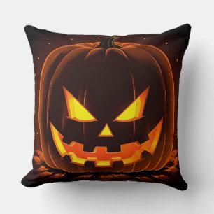 Halloween Jack-O'-Lantern With Creepy Face Cushion