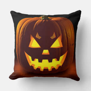 Halloween Jack-O'-Lantern With Creepy Face Cushion