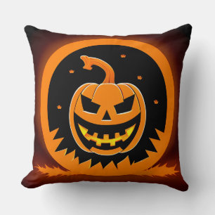 Halloween Jack-O'-Lantern With Creepy Face Cushion