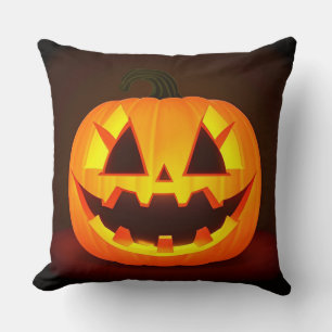 Halloween Jack-O'-Lantern With Creepy Face Cushion