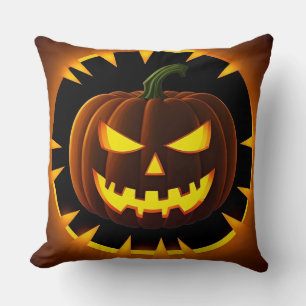 Halloween Jack-O'-Lantern With Creepy Face Cushion