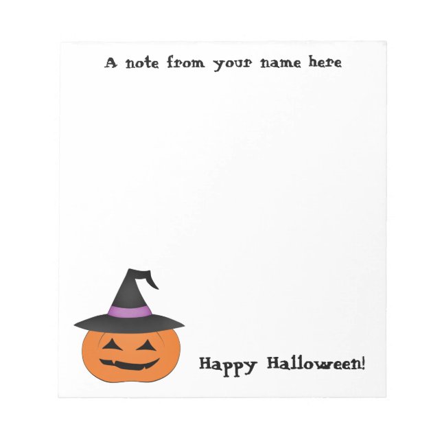 Halloween jack o lantern with witch hat notepad (Front)