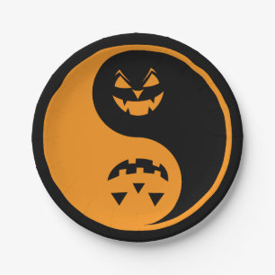 Halloween Jack o-lantern Yin Yang Paper Plate