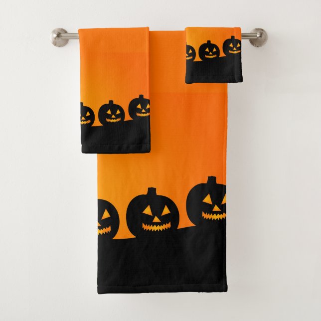 Halloween Jack-O-Lanterns Bath Towel Set (Insitu)