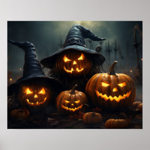 Halloween Jack O’Lanterns Haunted Graveyard  Poster