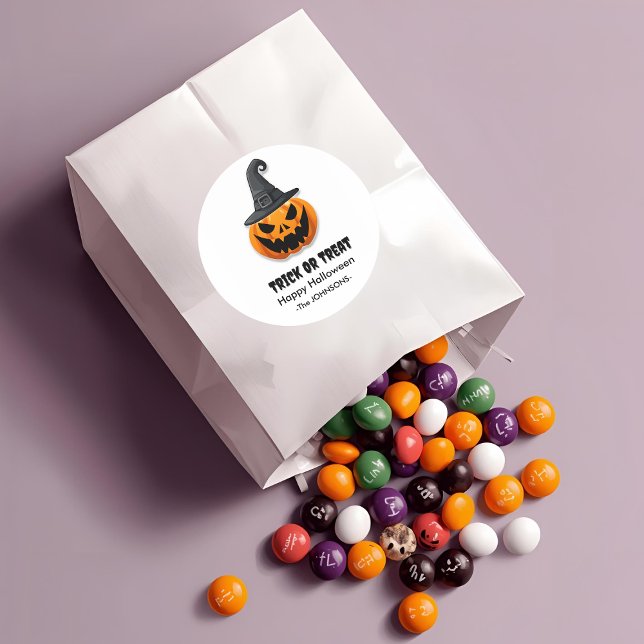 Halloween Jack-o'-lanterns – Trick or Treat Design Classic Round Sticker (Creator Uploaded)