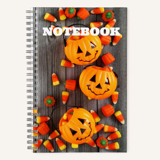 Halloween Jack o'lantern Candy Corn Notebook (Front)