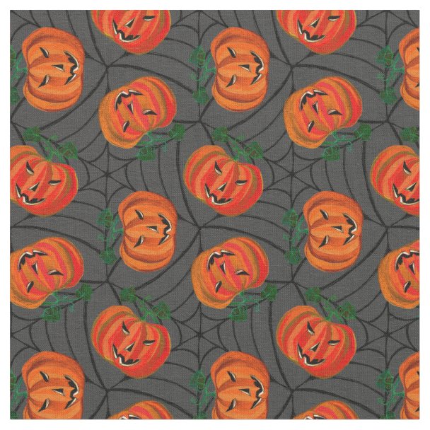 Halloween Colourful Fun Cobwebs Cute Pattern Funny Fabric | Zazzle.co.uk