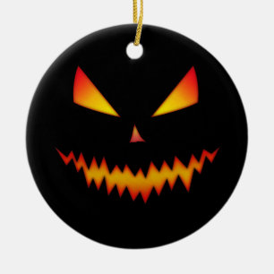 Halloween Jack O'Lantern face cool scary evil Ceramic Tree Decoration